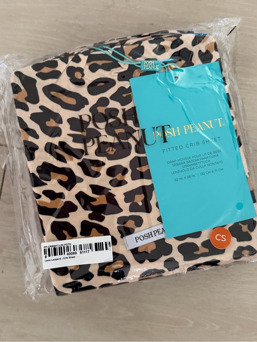 Posh Peanut Kids Leopard Print Fitted Crib Sheet - Beige & Black